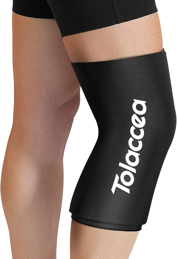 Elbow and Knee Ice Pack - Cold Ice Sleeve with Reusable Gel & Cold Therapy Compression for Knee, Shin Splints, Calf Strain, Flexible Ice Pack for Tennis Elbow, Tendinitis (Medium (Pack of 1), Black)