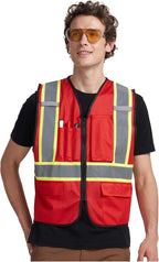 A-KSAFETY High Visibility Safety Vest for Men Women with Pockets and Zipper