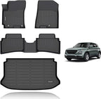KELCSEECS® Floor Mats & Cargo Liner Custom for 2020-2026 Hyundai Venue (Only Fits Cargo Mat for Top Position),All Weather Protection TPE Floor Liners Front & Rear Row Full Set Accessories Black