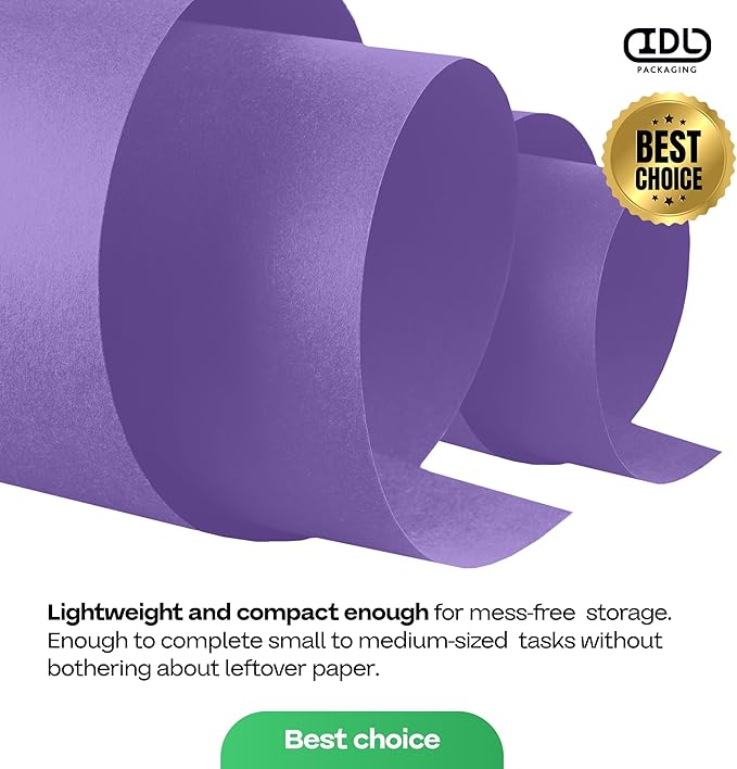 Purple Kraft Paper Roll 12" x 1200" (100 feet) with Cutter - USA-Made Wrapping Paper for Packing, Moving, Shipping & Crafts/Arts - 100% Recyclable Natural Craft Material by IDL Packaging