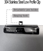 Horizontal Aluminum Clipboard,11x17 Inches A3 Side Clip Metal Clipboards with Pen Holder,Extra Large Construction Board,304 Stainless Steel Low Profile Clip