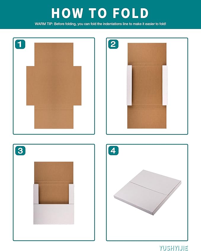 50 Pack 7" 45 RPM Vinyl Record Mailers, 7.5"L x 7.5"W x 1.1"H Kraft Corrugated Album Shipping Boxes for Small Business Packaging Mailing Moving Storage, with Fragile Stickers
