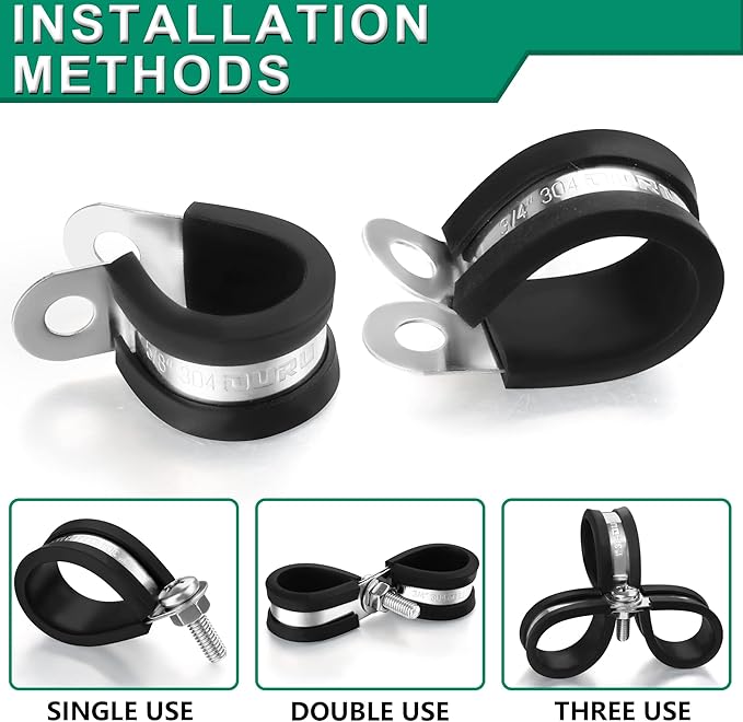 280PCS Cable Clamps with Screws Assortment Kit 304 Stainless Steel Rubber Cushioned Insulated Wire Pipe Clamps 13 Sizes—1/8" 3/16" 1/4" 5/16" 3/8" 1/2" 5/8" 3/4" 1" 1-1/4" 1-1/2" 1-3/4" 2”