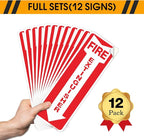 12 Pack Fire Extinguisher Sign, 12" X 4" Safety Sticker Signs, Fire Extinguisher Arrow Safety Signs, Self Adhesive, Weatherproof and UV Protected, Ideal for Office/Business, Home and Outdoor