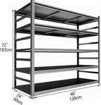 Garage Shelving, 72" H × 48" W Heavy Duty Metal Shelving - Easy to Assemble, Adjustable 5-Tier Storage Shelves, Double-Thickened Columns, 3000 lbs Capacity, for Garage, Pantry Storage, Black