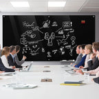 MaxGear Glass Whiteboard 96x48 Inches Wall Mounted, Magnetic Black Dry Erase Board with 1 Eraser, 1 Accessory Tray, 4 Markers and 6 Magnets, Extra Large Frameless White Board for Office, School, Home