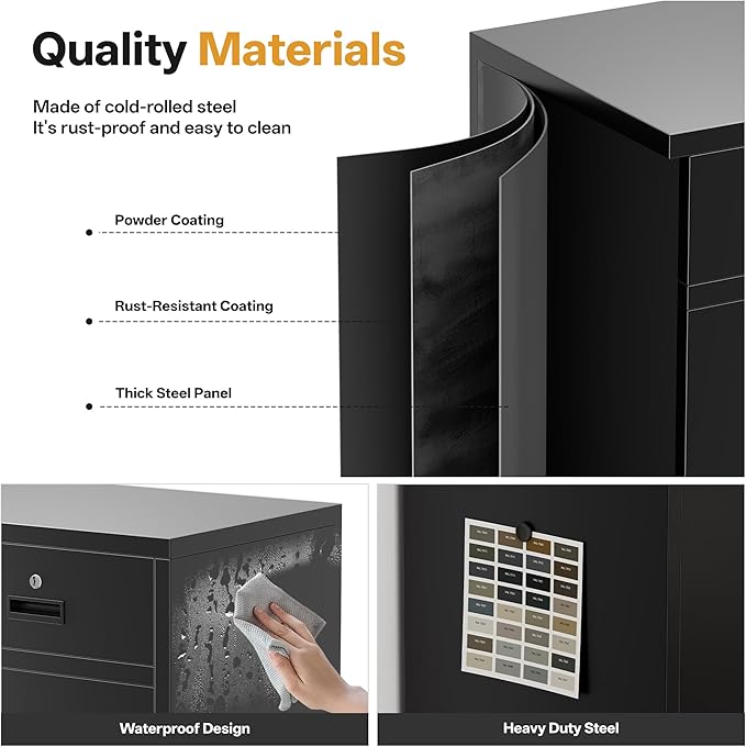 Metal Storage Cabinet, 36 Inch Tall Metal Garage Cabinet with 2 Doors and 2 Drawers, Lockable Cabinet with Adjustable Shelf, Pantry Cabinets for Home Office,Kitchen,Pantry,Garage,Warehouse