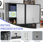 Metal Garage Wall Cabinet with Lock, Wall Mounted Metal Storage Cabinets with Doors and Shelf, Lockable Floating Tool Storage for Garage Basement Utility Room