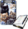 Clipboard with Storage High Capacity Plastic Nursing Clipboards with Pen Holder File Folder Storage Box Clipboard with Heavy Duty Clips for Teacher,Doctor,Offices-Cute Cats