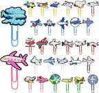 30 PCS Airplane Paper Clips Metal Paperclip Large Size Paper Clip Cute Bookmark Colorful Office Supplies Bookmark Clamp Desk Accessories Stationery for School Gifts for Students