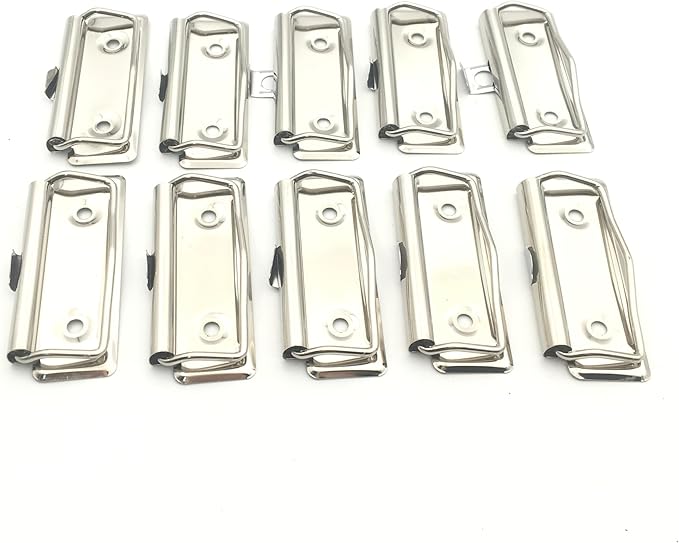 Shuokecrafts10 Pack Metal Clipboard Clips with Rubber Grips and Hanging Hole (7cm with Hook)