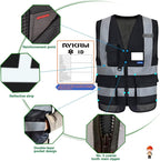 A-SAFETY High Visibility safety vest black pockets