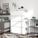 File Cabinets 4 Drawer,Metal Office Storage Filing Cabinet with Lock,White Lateral Filing Cabinet for Home Office,Horizontal Locking File Cabinet for Legal/Letter/A4,Assembly Require,White