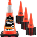 Xpose Safety 28 Inch Orange Traffic Cones with 6" Collar - 24 Pack Multipurpose PVC Plastic Safety Cone for Parking, Soccer, Caution, Kids and Construction - DOT Approved