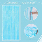 3 Pack Foil Fringe Backdrop - Pastel Blue Shiny Tinsel Curtains for Party Decoration/Photo Booth Props - 3.3x8.2 FT Metallic Foil Backdrop for Birthday, Wedding, Graduation, Christmas.