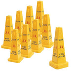 10 Pack Slow Down Kids at Play Cones 26.38 Inch Slow Kid at Play Safety Signs for Street Four Side Visibility Floor Standing Yellow Traffic Cone for Lawn, School, Yard, Gymnasium, Playground