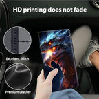Dragon Print Car Organizer, Leather Glove Box Holder, 6 Compartments, Flame Dragon