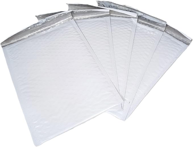 25-Pack 7.25x11.25" White Poly Bubble Mailers, Padded Shipping #1 Envelopes Self Seal Tear Resistant Lightweight Mailing Bags for Small Business, Books, DVDs, Gifts