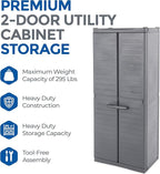 Gracious Living 3-Shelf Base Cabinet, MaxIt Lockable Utility Storage with Adjustable Shelves for Garage, Basement, Workshop, Grey - Large