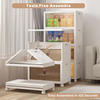 Extra Large Stackable Storage Bins with Lids & Wheels, Foldable Plastic Storage Bins (White, 480QT-120QT/30GAL*4Pack)