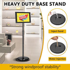 2 Pack Sign Holder Stand 8.5x11 Inch, Adjustable Sign Stand, Floor Standing Sign Holder, Snap-Open Frame Display, 360° Rotation Outdoor Indoor Poster or chalk board Display for advertising,Malls,Black