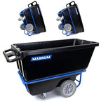 Tilt Truck, 1/2 Cu. Yd. Capacity Dump Cart with Non-Marking 12” Wheels & 5” Casters & Forklift-able Frame for Jobsites, 850 lbs, Trash Cart with Wheels DUC12T-F-NM-03PK (3-Pack)
