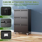 Aobabo 3 Drawer Lateral File Cabinet with Wheels, Lockable Metal Filing Cabinet for Home Office, Legal/Letter Size,Black,Required Assembled,15.87" D x 28.94" W x40.48 H