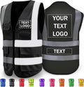 Custom Reflective Safety Vest with Pocket High Visibility Class 2 for Men Customized Logo Text for Construction Workwear