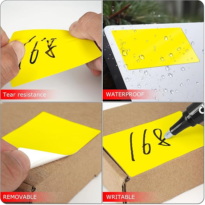 Yellow Rectangle Stickers 3 x 2 Inch Color Coding Labels Vinyl Roll Self-Adhesive Waterproof Removable 500 PCS