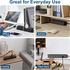 Wall Mount Power Strip,Flat Plug Power Strip with Switch,10ft Extension Cord,6 Outlets, Flexible Installation for Home, Office,and School,ETL Listed,Black (10ft,6 outlets)