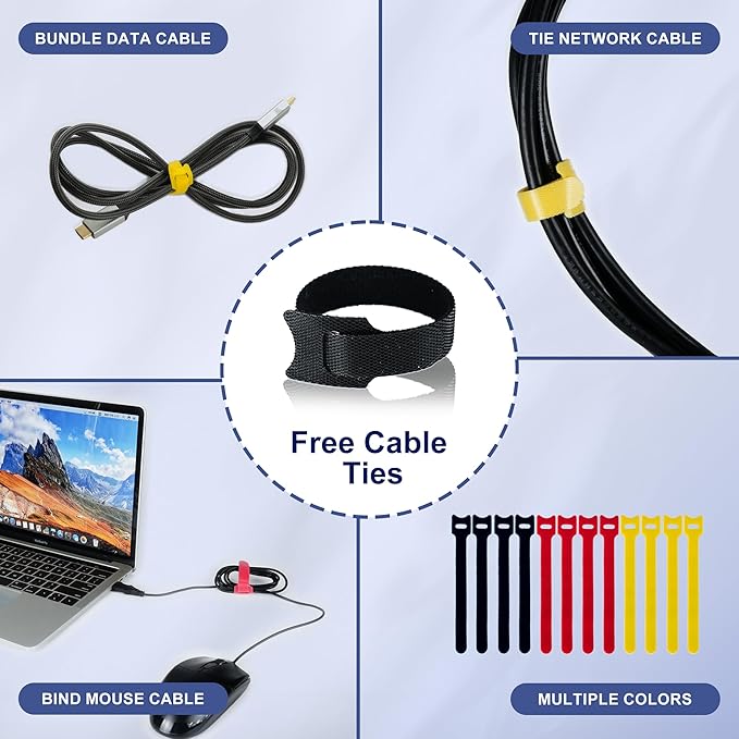 Neoprene Cable Management Sleeve 3.3ft (40 inch) - 1.5 inch, Velcro Cuttable Cord Organizer, Split Wire Loom Tubing Reversible Cord Protector for TV USB PC Ethernet Cable Hider Protect Pets Kids
