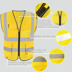 HYCOPROT High Visibility Mesh Safety Reflective Vest with Pockets and Zipper, Meets ANSI/ISEA Standards