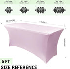 Obstal 6 Pack Stretch Table Covers for 6 Foot Tables - 6 FT Universal Rectangular Fitted Tablecloth Protector for Valentine's Day, Wedding, Banquet, Party (Pink, 72 x 30 x 30 Inches)