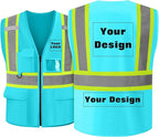 Safety Vest Customize Logo with 5 Pockets & Zipper Reflective High Visibility Vest Class 2 Outdoor Workwear