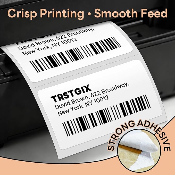 2.25" x 1.25" Direct Thermal Labels, Strong Adhesive Barcode & Address Stickers Compatible with Zebra, Rollo, Munbyn & Most Desktop Thermal Printers (12 Rolls / 12000 Labels), TRSTGIX