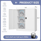 Metal Storage Cabinet，Garage Storage Cabinet with 2 Lockable Doors and 2 Adjustable Shelves, 36'' Steel Tool Cabinet for Garage, Office, Home, School(White)