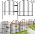 Metal Garden Fence with Gate 28in (H) x 11.7ft (L), 1 Gate + 4 Panels Rustproof Border Fence Animal Barrier for Dogs, No Dig Garden Fencing for Yard Backyard Landscape, ECG2827 Black
