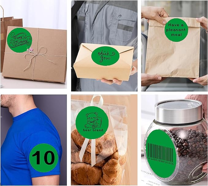 4 Inch Large Green Circle Thermal Labels, Self-Adhesive Round Inventory Stickers, Multi-Purpose Round Roll Thermal Printing Stickers for Business and Domestic Use-300 Labels/Roll