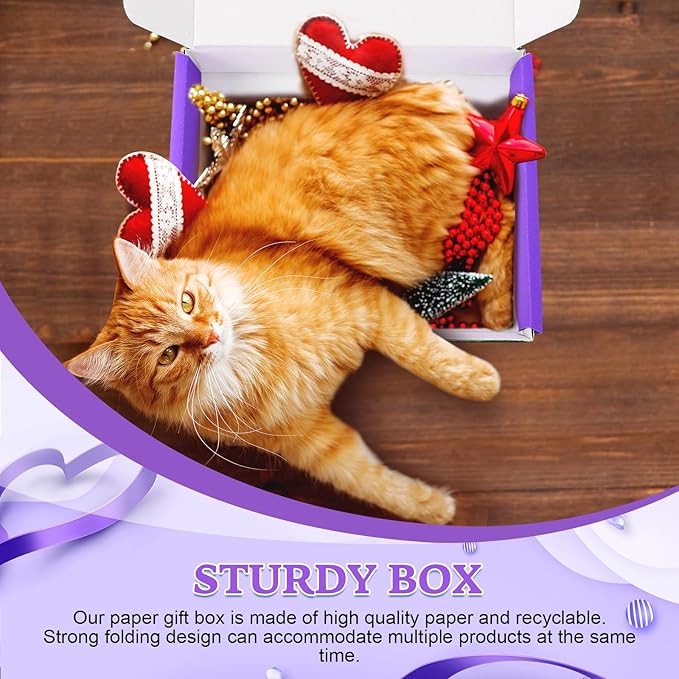 Spakon 50 Packs Shipping Boxes Cardboard Corrugated Mailer Packaging Boxes for Small Business Cute Small Box Cardboard Carton Box Mailers for Packaging Product(Purple,6 x 4 x 1.6 Inches)