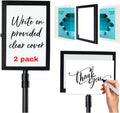 2 PACK Double-Sided Adjustable Heavy Duty Pedestal Sign Holder Stand for Display - Indoor/Outdoor Floor Sign Stand with Base 8.5x11 inches (Horizontal and Vertical Orientation) - includes dry erase marker