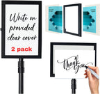 2 PACK Double-Sided Adjustable Heavy Duty Pedestal Sign Holder Stand for Display - Indoor/Outdoor Floor Sign Stand with Base 8.5x11 inches (Horizontal and Vertical Orientation) - includes dry erase marker