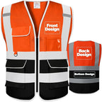 BeautyWill Custom Safety Vest Customized Logo Class 2 High Visibility Reflective Vest with Pockets Construction workwear