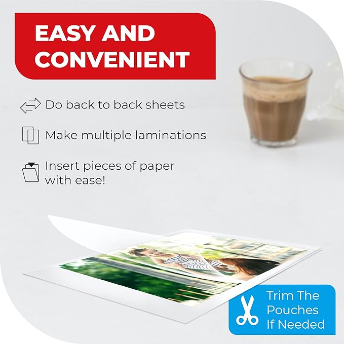 3MIL Thermal Laminating Sheets (125 Count) Photo, Card, Notecard, ID Badge, and Business Card Sizes, Dry-Erase Friendly Laminating Pouches, Compatible with Laminators, Crystal Clear Laminated Finish