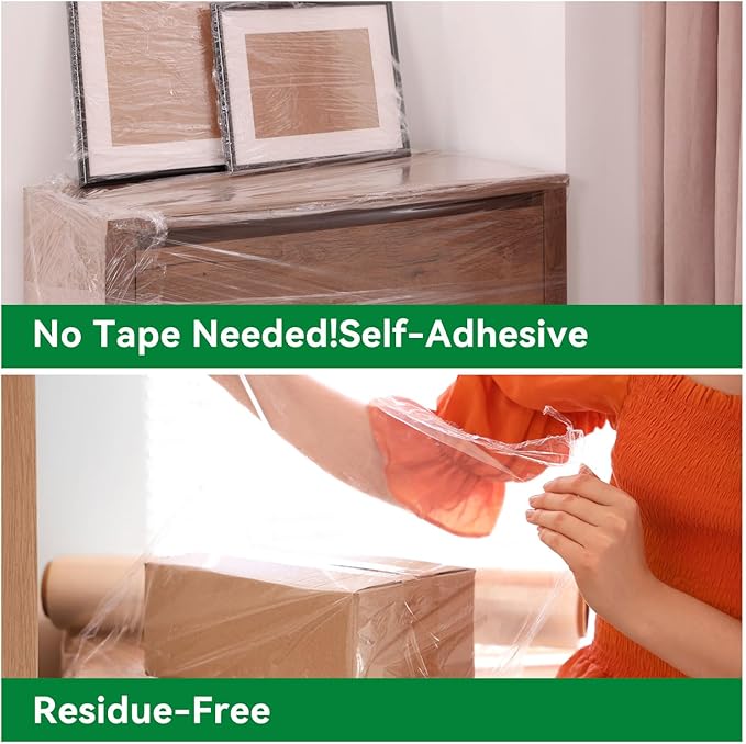 Stretch Film Shrink Wrap Roll - 5" x 1200' - 80 Gauge 600% Stretch Self-Adhering 5 inch Mini Plastic Wrap for Moving, Packing, Shipping, Furniture & Pallet Stabilization(12 Rolls)