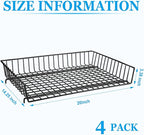 Hicarer 4 Pcs Metal Paper Tray 11 x 17 Inch Iron Wire Grid Desk File Document Letter Tray 11 x 17 Paper Desk Organizer Wide Entry Basket for Office Home (Black)