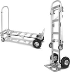 Vergo Industrial Convertible Hand Truck - AS7B Heavy Duty Aluminum 2 in 1 Dolly (800 lb Capacity) Lightweight Reinforced Frame, Ergonomic Handle, Superior Mobility Moving Dolly (2 Positions, 63" High)