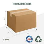 12x10x8 Shipping Boxes, Small Cardboard Box Shipping Box Moving Boxes Packing Boxes for Moving, 5 Pack