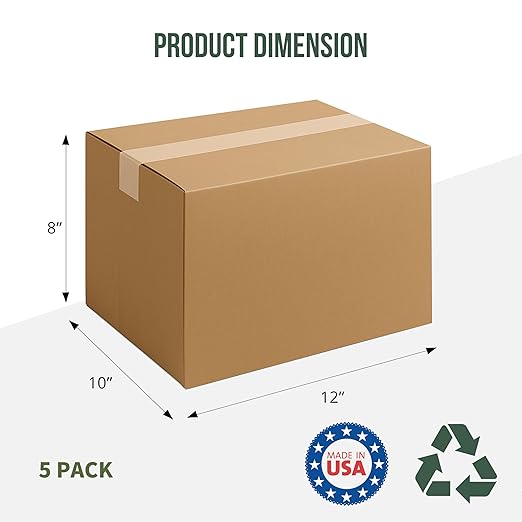 12x10x8 Shipping Boxes, Small Cardboard Box Shipping Box Moving Boxes Packing Boxes for Moving, 5 Pack