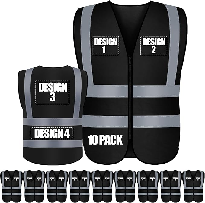 Custom Safety Vest with Logo Pockets High Visibility Reflective Vests Construction Security Workwear