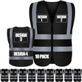 Custom Safety Vest with Logo Pockets High Visibility Reflective Vests Construction Security Workwear